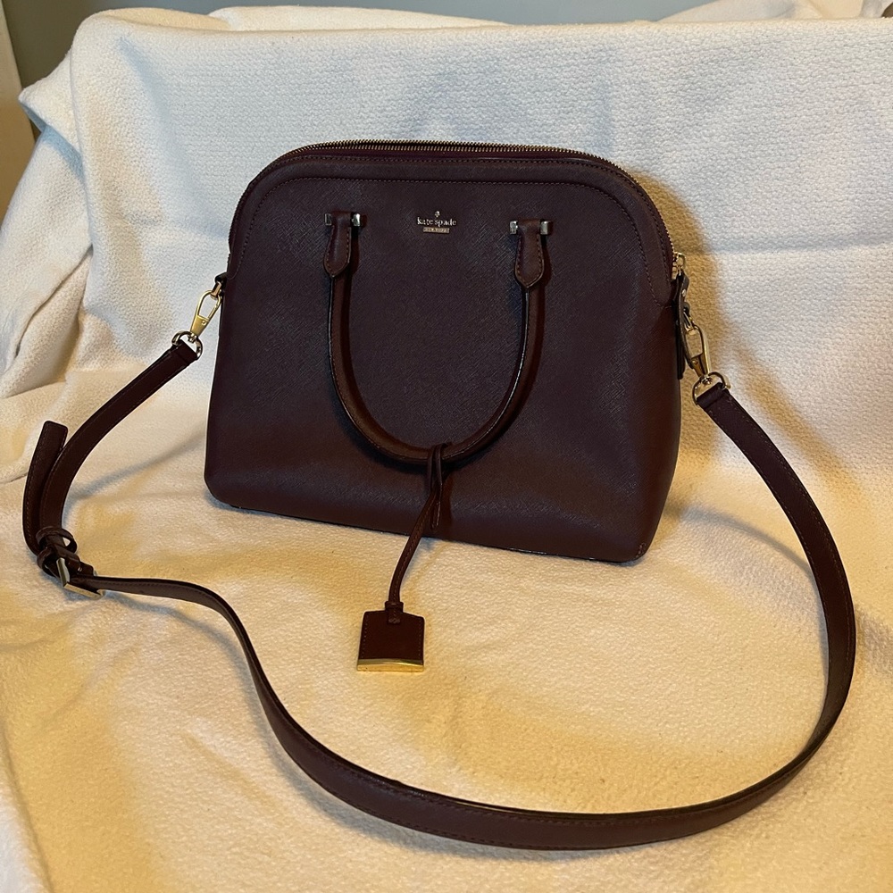 Kate Spade New York (KSNY) Burgundy Top Handle Satchel With Strap